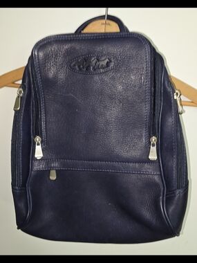 🐎VINTAGE Le Donne Navy Vaquetta Leather 3-Horse Backpack EUC